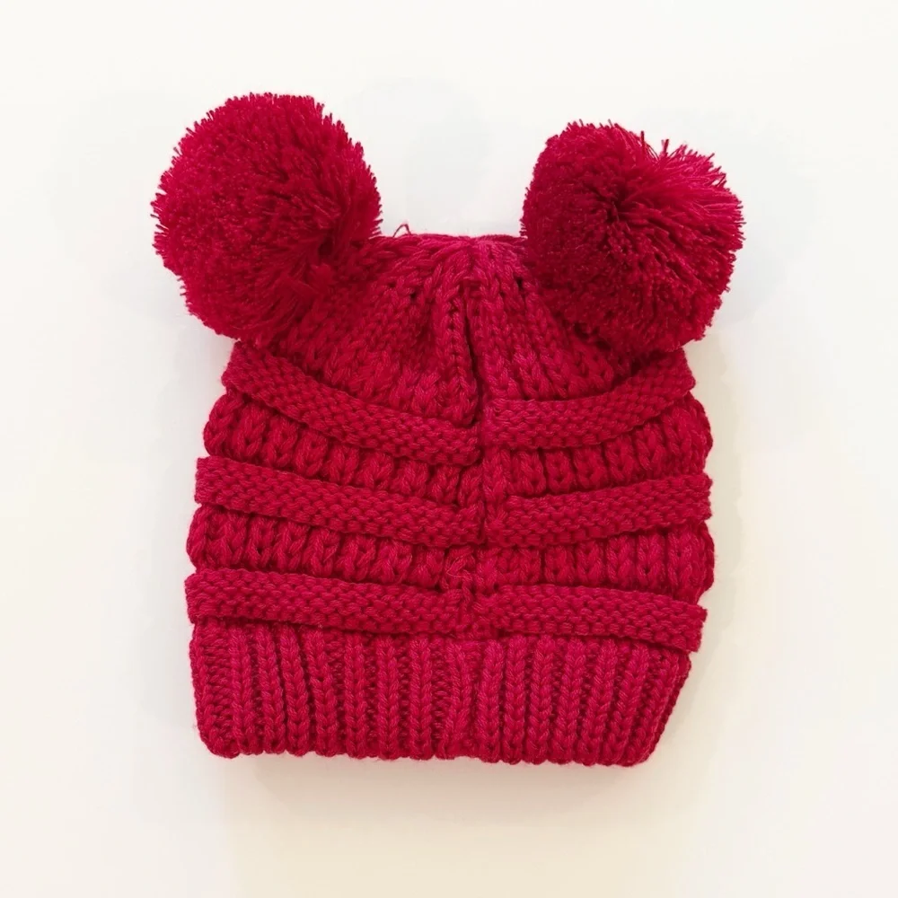 C.C Baby Double Pom Red Beanie